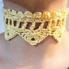 This Is A Very Elegant Handmade Crochet Choker Necklace Made With 100% Cotton Thread. Measures 11" To 12" In Length But Is Adjustable To Your Fitting With A Nice Pearl Button On The Back. Nice For Any Occasion Or As A Gift. Ready To Ship Thank You For Your Visit! Yellow Choker, Crochet Yellow, Crochet Choker, Elegant Crochet, Cotton Thread, Jewelry Branding, Handmade Crochet, Womens Jewelry Necklace, Crochet Necklace