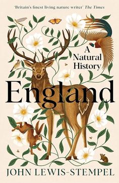 a book cover with an image of a deer surrounded by flowers and birds, the title is