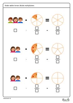 a worksheet with two people and three pies