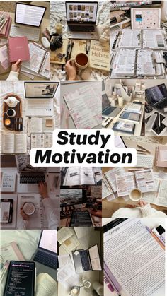 a collage of photos with the words study motivation