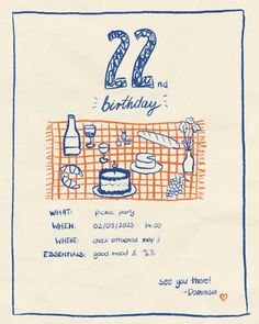 a hand drawn birthday card for someone's 21st birthday with the number 22 on it