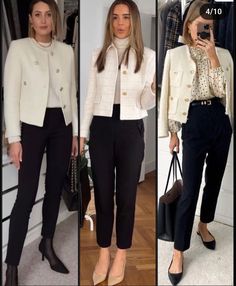 Short White Blazer Outfit, Short Blazer Outfits For Women, White Blazer Outfit Work, Channel Tweed, Outfit For Short Women, Bussines Casual Woman, Friday Outfit For Work, White Blazer Outfits