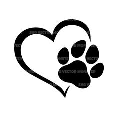 a heart shaped paw print with an image of a dog's paw in the shape of a heart