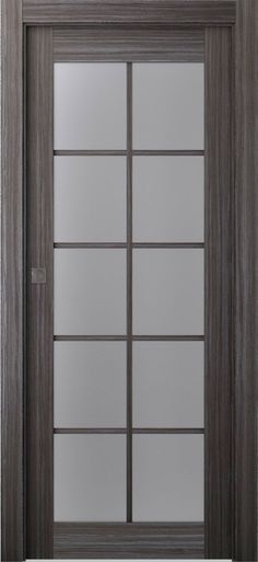 the front door is made from wood and has frosted glass panels on each side