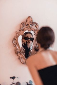 Boss girl aesthetic girl power A Woman, Black Dress, Sunglasses, Mirror, Photography, Black