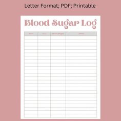 Sugar Level Chart, Blood Glucose Log, Blood Sugar Level Chart, Blood Sugar Log, Reading Tracker, Letter Format, Blood Glucose, Journals Notebooks