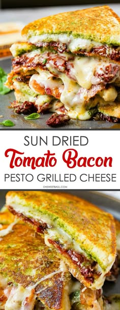 this grilled sun dried tomato bacon pesto grilled cheese sandwich is an easy and delicious lunch