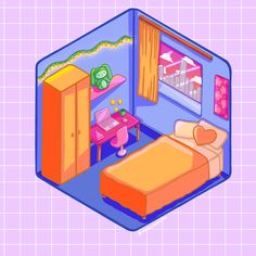 Isometric room illustration Room Drawing, Nice Things, House Interior, Art Inspiration, Doodles, Drawings