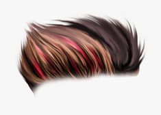 an abstract photograph of hair with red, brown and black streaks on the top of it