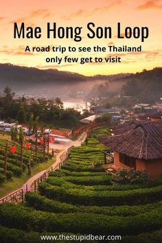 a road that is surrounded by hedges with the words mae hong son loop