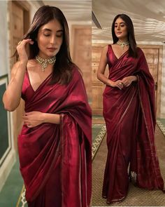 Diwali Saare Look, Suits Ideas For Woman, Diwali Saree Outfit, Diwali Outfits Saree, Red Suit Indian, Diwali Saree Look Traditional, One Pic Dress, Dress Back Design, Red Sari