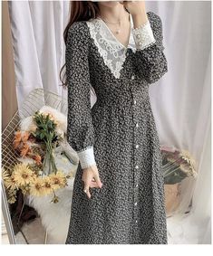 Vintage Ideas, Formal Dresses With Sleeves, French Retro, Muslimah Fashion Outfits, Stylish Dress Book, White Floral Dress, Romantic Dress, Modest Fashion Outfits