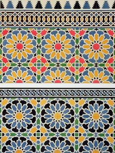 an intricately designed tile sticker with different colors and designs on the side of it