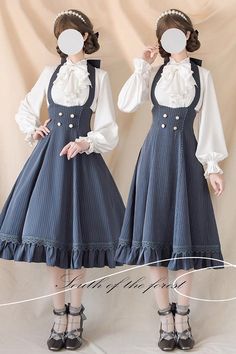 Punk Dress, Collared Greens, Ruffles Fashion, Lolita Dress, Blouse Length, Gothic Lolita, Style Classic, Blue Dark, Classic Vintage