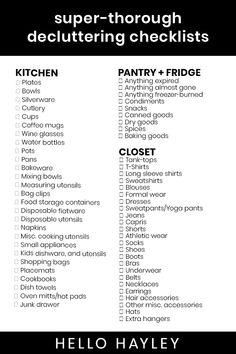 a black and white photo with the words super - through decluttering checklist