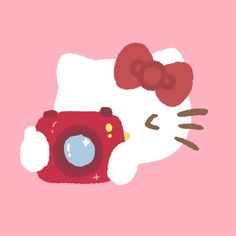 an image of a hello kitty holding a camera