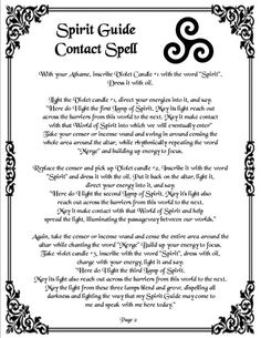 Contact Spell, Spell Pages, Animal Spirit Guides