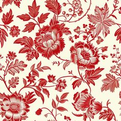 a red and white floral wallpaper pattern