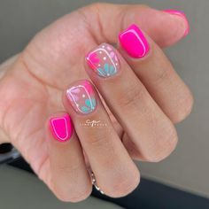 Vibrant Florals, Summer Gel Nails, Short Gel Nails, Manicure Gel, Nail Sets, Easter Nails, Short Acrylic Nails Designs