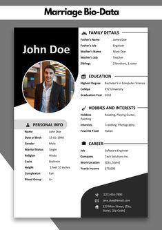 a professional resume template with a black and white color scheme on the front, and an image of a man in a suit