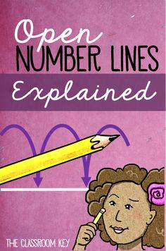 an open number lines book with a girl holding a pencil