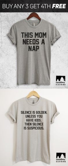 Buy mom shirts like "This Mom Needs A Nap" and "Silence Is Golden" at Evertreeclothing.com. How To Have Style, Inspiring Photography, Goth Aesthetic, T-shirts & Tank Tops, Cool Stuff, Looks Vintage, Personalized T Shirts, Shirts With Sayings, Funny T