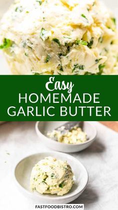 easy homemade garlic butter recipe with text overlay