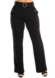 PRICES MAY VARY. SIZE NOTICE: These womens high waisted black straight wide leg pants come in JUNIOR SIZING. For reference, model in pictures is wearing size Small. For the best straight wide leg pants fit, use size chart provided in images. Keep in mind these are STRETCHY straight wide leg pants for women and meant to fit tight but with easy movement, similar to jeggings. PREMIUM QUALITY MATERIALS: These stretchy high waisted black straight wide leg pants for women are made with superior quality and highly durable materials. Made of extra stretch lightweight fabric that fits any body shape flawlessly, these women's black straight wide leg pants offer superior comfort and flexibility. It's a perfect balance of polyester and spandex which is easy to wash and won't lose it's flattering fit. Black High Waisted Pants Outfit, Stretch Work Pants, Black High Waisted Pants, Straight Wide Leg Pants, High Waisted Pants Outfit, High Waisted Dress, Pants For Work, High Waisted Dress Pants, Waisted Dress