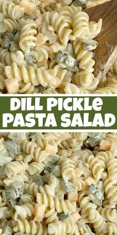 this pasta salad is loaded with chicken, spinach and pesto cheese it's ready to be eaten