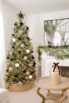 a decorated christmas tree in a living room