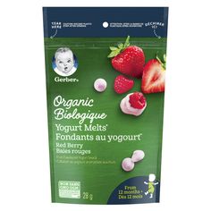 organic yogurt melts with strawberries and raspberries