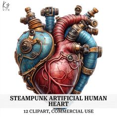 Steampunk Artificial Human Heart: Dive into the imaginative world of cybernetic art with our stunning collection of 12 high-resolution watercolor clipart images featuring a Steampunk Artificial Human Heart. Perfect for Print on Demand, paper crafting, scrapbooking, and digital printables you can print from the comfort of your own home! Each image is created at a high resolution of 300 DPI, ensuring exceptional quality for commercial use. 𝗪𝗛𝗔𝗧'𝗦 𝗜𝗡𝗖𝗟𝗨𝗗𝗘𝗗: 12 Individual Photos are in Mechanical Tattoo, Heart Artwork, Logo Cloud, Father Images, Black And White Tree, Ink Master