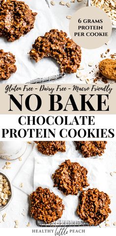 no bake chocolate protein cookies with text overlay