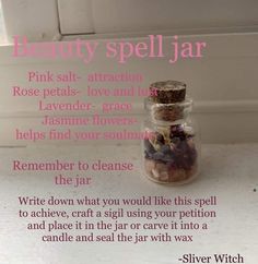 Beauty Spell Jar, Beauty Spell, Candle Magic Spells, Potions Recipes, Beauty Spells, Spells For Beginners