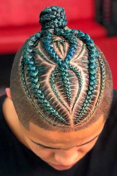 Man Bun Hairstyles Braids, Man Bun Braids Black Men, Trendy Cornrows, Undercut Braids, Cornrows Men, Long Undercut, Black Bun