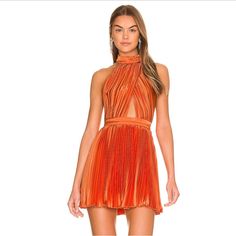 Worn Once To A Wedding Orange Hoco Dress, 70s Theme, Orange Mini Dress, Halter Style Dress, Surplice Neckline, 2022 Fashion, Fashion Wishlist, Hoco Dresses, Dance Dresses