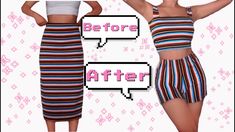 an image of two women in skirts before and after their clothes are changed to different colors