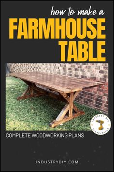 Are you looking for a fun project to tackle that will give you a statement piece of furniture in your dining room? Then this DIY dining room table is a perfect choice! This project is great for all skill levels, and is easy to customize to your home's decor. Download this free PDF and find more DIY projects and woodworking tips at industrydiy.com. Make A Farmhouse Table, Build A Table