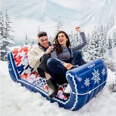 Snow Sled - Houndstooth Sleigh by FUNBOY Snow Sleigh, Luxury Pool Floats, Snow Sleds, Snow Play, Sledding Hill, Ski Party, Sleigh All Day, Apres Ski Party, Snow Sled