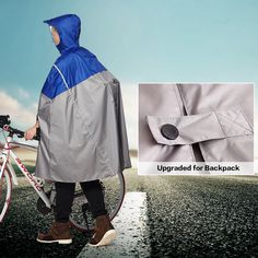 QIAN RAINPROOF Impermeable Outdoor Fashionable Rain Poncho Backpack Reflective Tape Design Climbing Cycling Design, Outdoor Coats, Rain Poncho, Reflective Tape, Raincoats For Women, Rain Cover, Hiking Trip, Climbing, Women Men