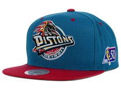 Detroit Pistons Mitchell and Ness NBA 50th Snapback Cap Hats Detroit Vs Everybody, Cap Hats, Detroit Pistons, Sports Clothing, Hip Hop Rap, Sports Apparel, Cool Hats, Snap Backs, Mitchell & Ness