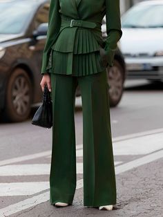 Affordable price buy Pants on Stylewe, SPU: 1RPA9O4487, Color: Green, Activity:Commuting, Pants type:Wide leg pants. Stitching Pants, Pocket Stitching, Type Of Pants, Spring And Fall, Leg Pants, Wide Leg Pants, Pants Set, Wide Leg, Women's Fashion