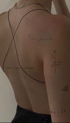 the back of a woman's shoulder with lines drawn on it and arrows pointing to different directions