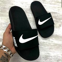 Black Casual Slides For Training, Casual Black Slides For Training, Breathable Black Slides For Streetwear, Sporty Black Breathable Slides, Black Sporty Slides For Sports, Black Breathable Sporty Slides, Black Sporty Breathable Slides, Kasut Pengantin