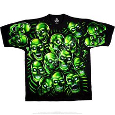 Great shopping ideas for JUICY J STAY FLY-SKULL PILE-GLOW NDARK-T-SHIRT S-M-L-XL-2X- Authentic, Licensed, men clothing Juicy J, Blue Skulls, Dark Ink, Skull Tee, Green T Shirt, Skull Shirts, Skull Tshirt, Green Tshirt, Mode Vintage