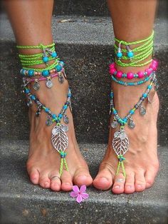 Beaded Barefoot Sandals, Hippie Girl, Kitchen Drawers, Diy Shoes