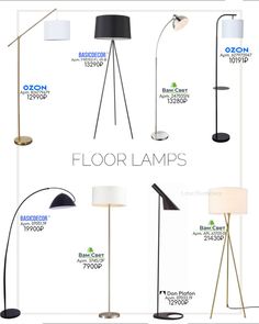 the floor lamps are available in different sizes and colors