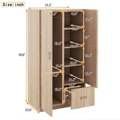 the measurements of an armoire with drawers