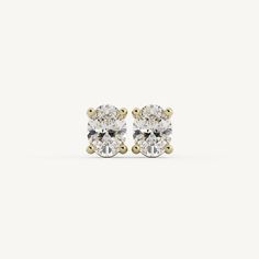 Luxury Timeless Oval Diamond Earrings, Oval Gold Diamond Earrings, Luxury Oval Cluster Earrings With Prong Setting, Gold Oval Diamond Earrings With Accents, Classic Oval Diamond Cut Earrings, Oval Diamond Earrings Studs, Oval Stud Earrings, Moissanite Earrings, Jewelry Companies