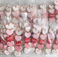 valentine's day cookies are wrapped in plastic